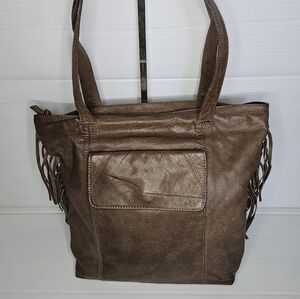 Latico Brown Leather Tote Bag with Fringe Detail – Designer Stylish Handbag